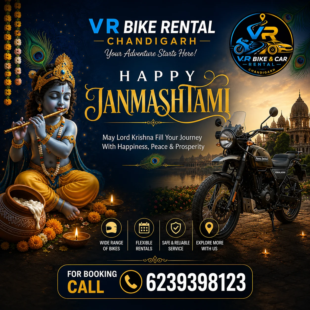 Happy Janmashtami 2026 Best Discounts on bike rental services in chandigarh