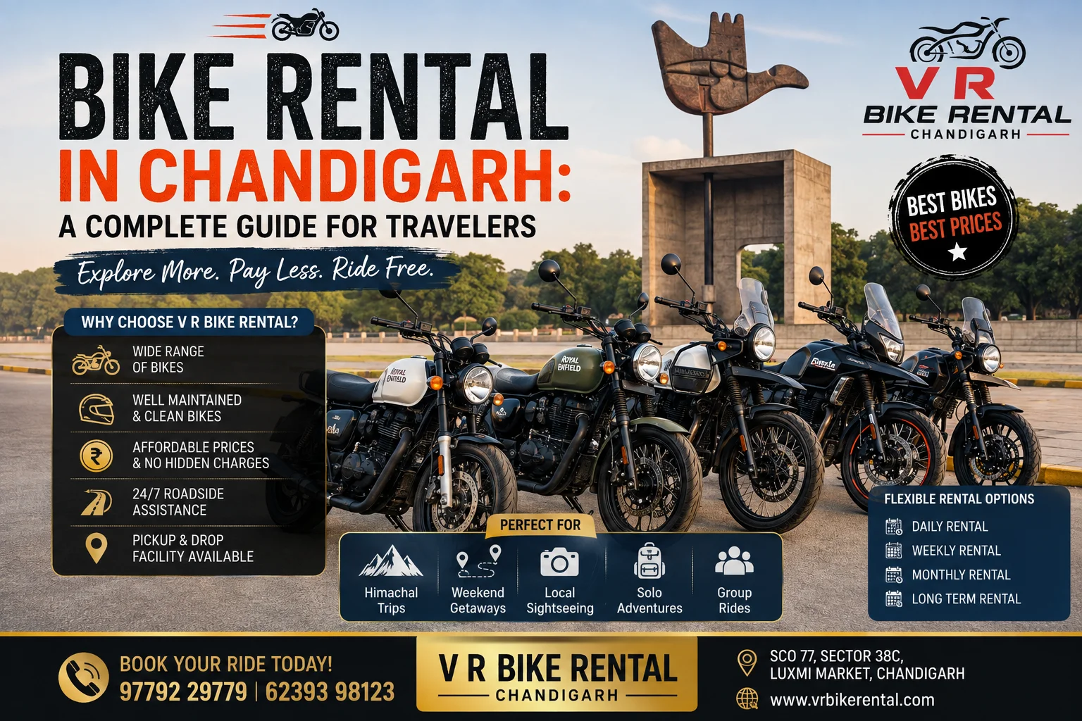 Bike Rental in Chandigarh for Local & Outstation Trips